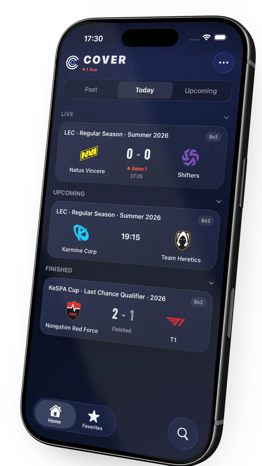 L’accueil de COVER sur iPhone