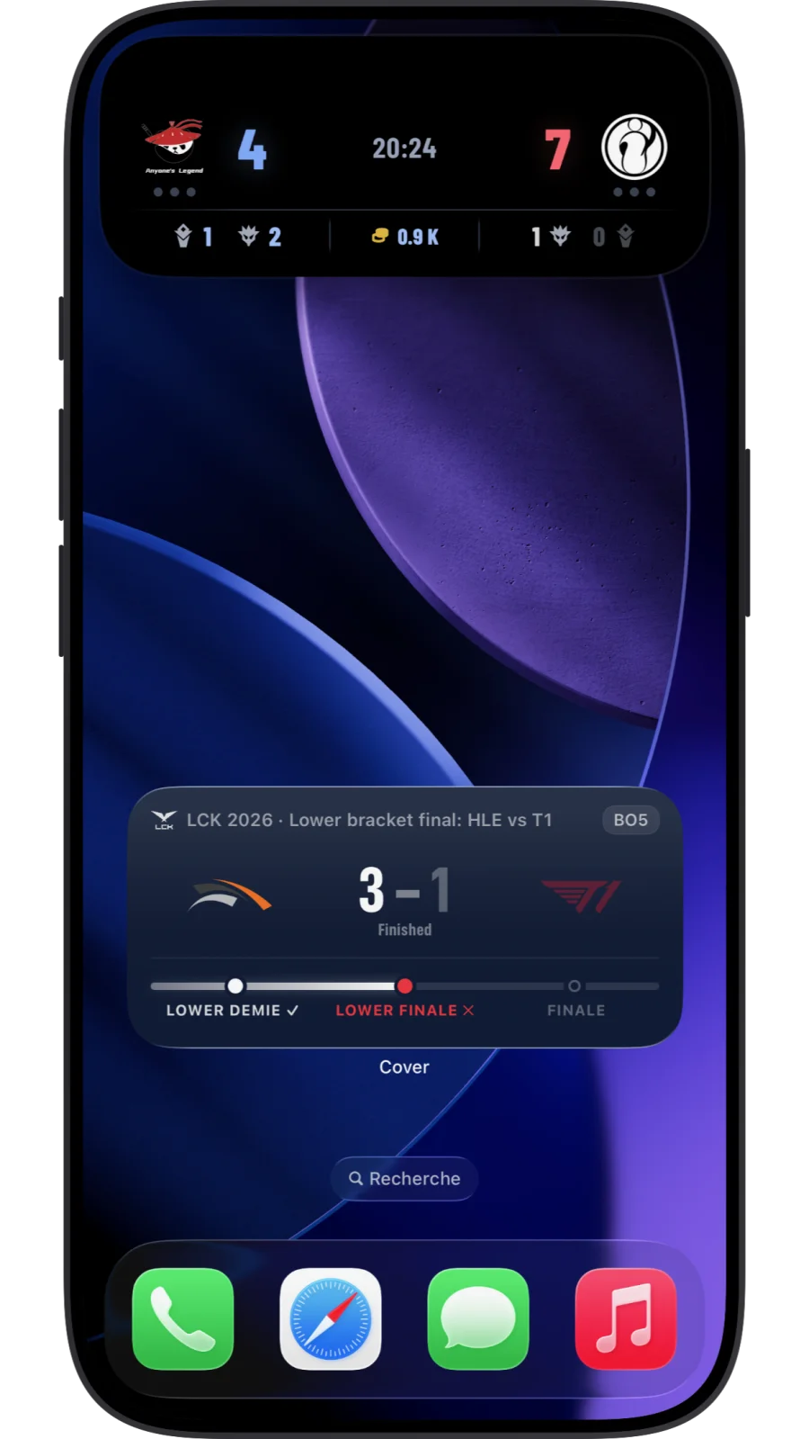 La Live Activity de COVER étendue dans la Dynamic Island d’un iPhone déverrouillé